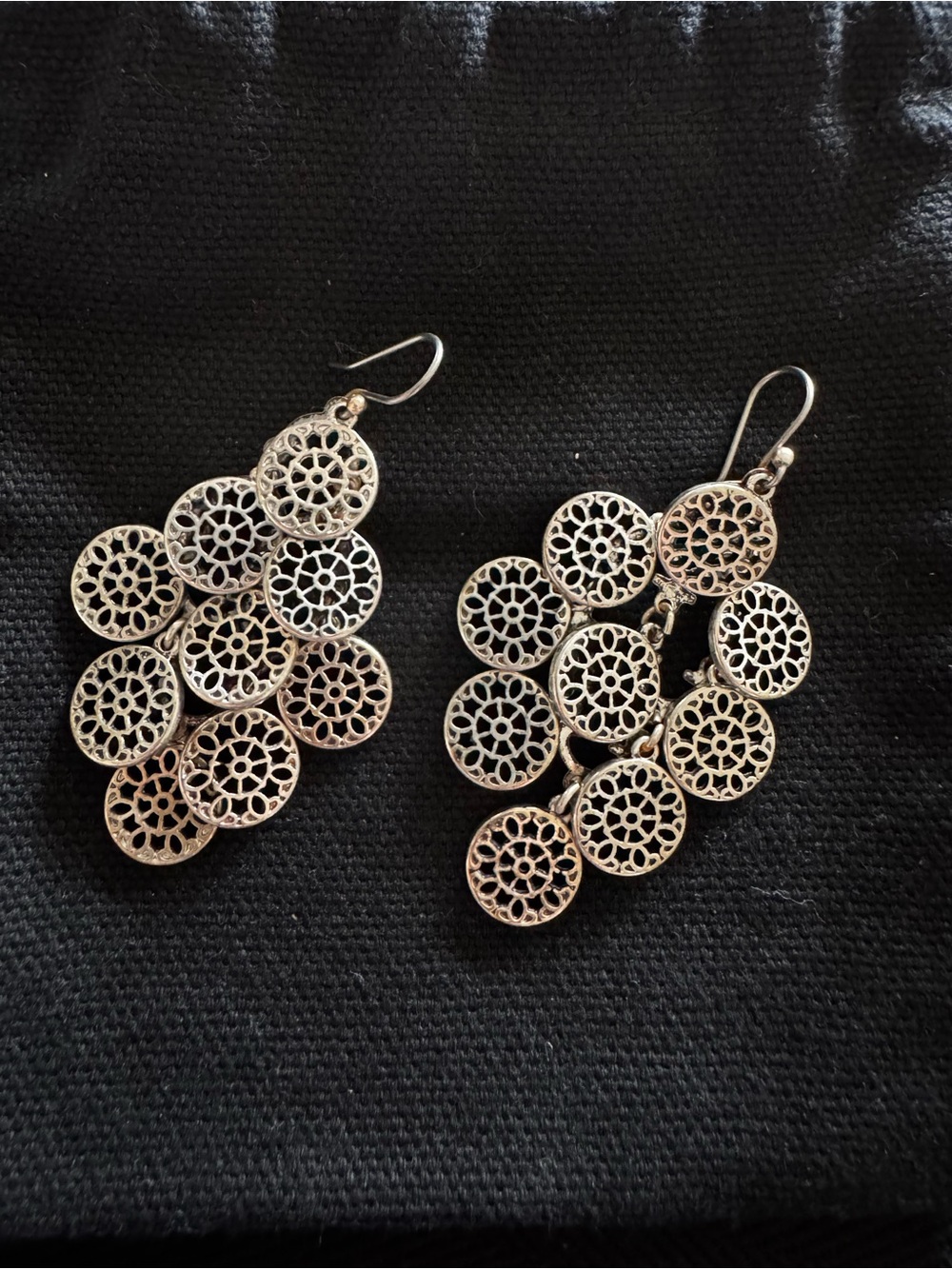 Lucky Brand Silver-Tone Filigree Cluster Dangle Earrings - Picture 4 of 7